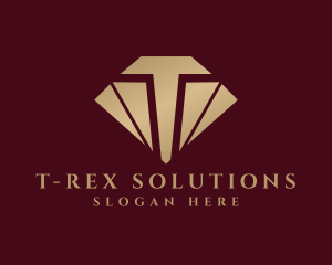 Gold Diamond Letter T logo design