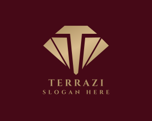 Gold Diamond Letter T logo design