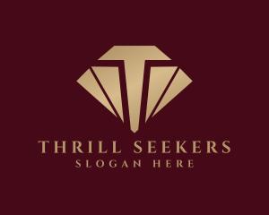 Gold Diamond Letter T logo design