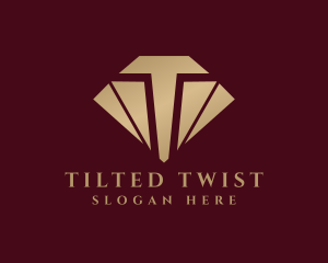 Gold Diamond Letter T logo design