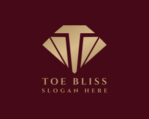 Gold Diamond Letter T logo design