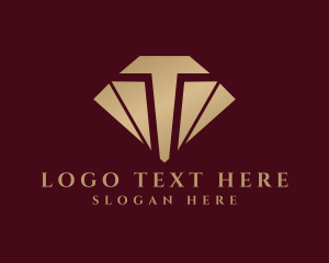 Gold Diamond Letter T Logo