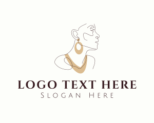 Lineart - Gold Jewelry Woman logo design