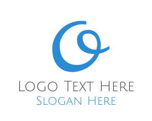 Calligraphic - Elegant Blue Letter O logo design