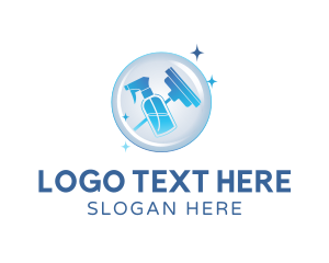 Sanitary - Cleaning Spray Bottle Squeegee logo design