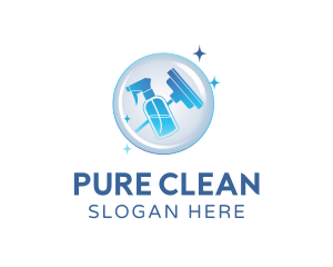  Cleaning Spray Bottle Squeegee logo design