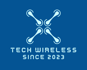 Wireless - Blue Drone Propeller logo design