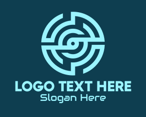 Cyberspace - Blue Tech Maze logo design