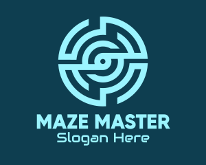 Blue Tech Maze logo design