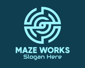 Blue Tech Maze logo design