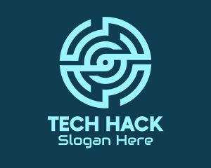 Blue Tech Maze logo design