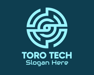 Blue Tech Maze logo design