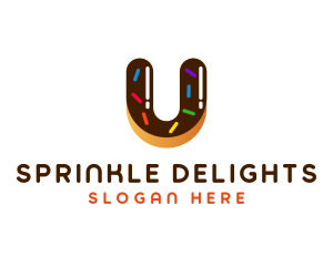 Sprinkle - Donut Sweet Letter U logo design