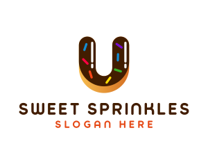 Sprinkles - Donut Sweet Letter U logo design