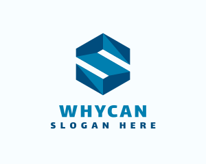 Blue Hexagon Letter S logo design