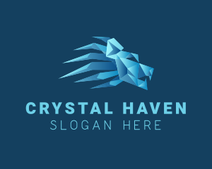 3D Ice Lion Head logo design