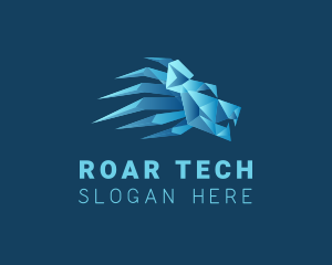 Roar - 3D Ice Lion Head logo design