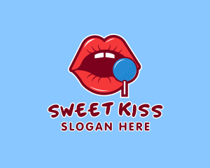 Kiss - Sexy Lips Lollipop logo design