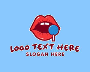 Flirt - Sexy Lips Lollipop logo design