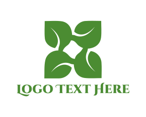 Floss - Green X Leaf logo design