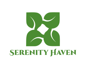 Peaceful - Green X Leaf logo design