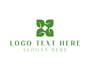 Peaceful - Green X Leaf logo design