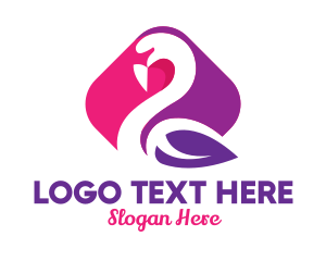Pink Swan - Stylish Leaf Swan logo design