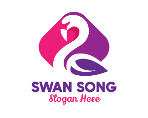 Stylish Leaf Swan logo design