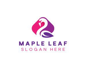 Stylish Leaf Swan logo design