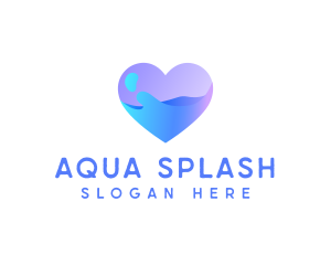 Ocean Water Heart logo design