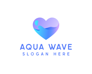 Ocean Water Heart logo design