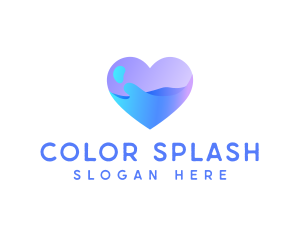 Ocean Water Heart logo design