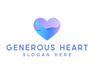 Ocean Water Heart logo design