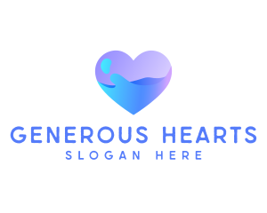 Philanthropy - Ocean Water Heart logo design
