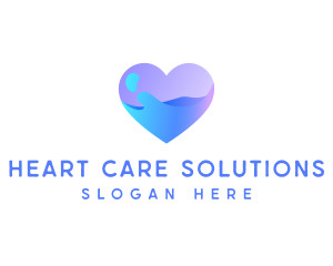 Ocean Water Heart logo design