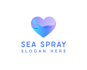 Ocean Water Heart logo design