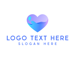 Love - Ocean Water Heart logo design