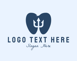 Molar - Blue Tooth Trident logo design