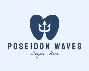 Poseidon - Blue Tooth Trident logo design