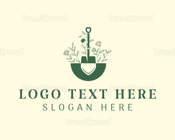 Flower Shovel Landscaping Tools Logo