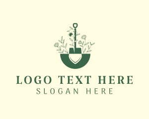 Landscaper - Flower Shovel Landscaping Tools logo design
