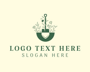 Flower - Flower Shovel Landscaping Tools logo design