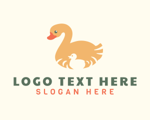 Cute - Wild Duck & Duckling logo design