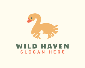 Wild Duck & Duckling  logo design