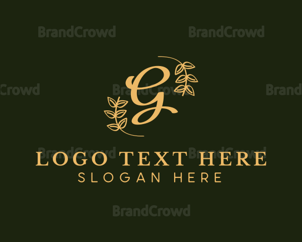 Golden Leaf Wreath Logo