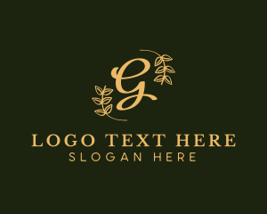 Script - Golden Leaf Wreath logo design