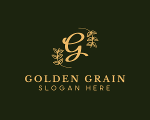 Golden Leaf Wreath logo design