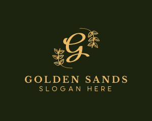 Golden Leaf Wreath logo design