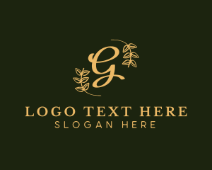 Golden Leaf Wreath Logo