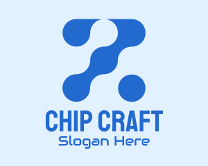 Chip - Blue Circuit Network logo design